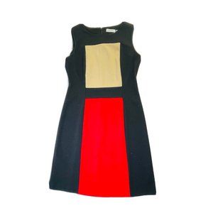 Calvin Klein Slimming Color Block Ponte Knit Sleeveless Sheath Dress